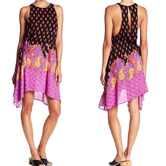 NEW‼️ Free People Summer Boho Dress, Pink Black Tie XS - Picture 3 of 7